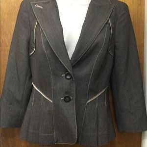 Bebe, brown and tan pinstriped jacket